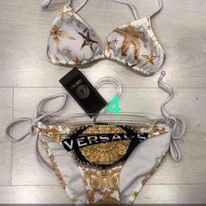 WHITE GOLD YELLOW AND BLACK 2 PIECE VERSAE SWIMSUITS